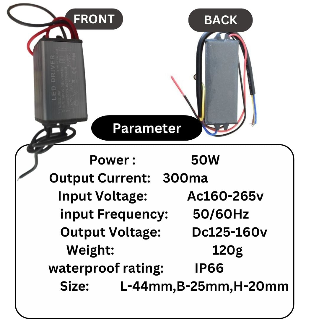 50w 300ma LED Driver Power Supply IP65 for Street Light & Flood Light - pack of 3