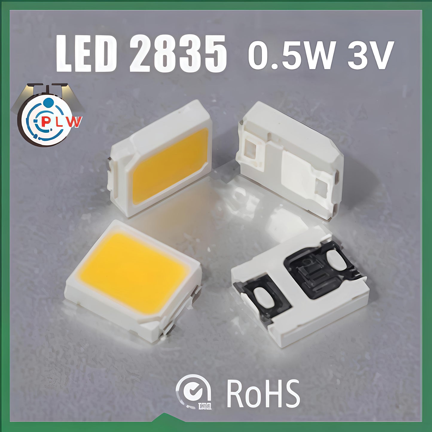 PLW's {1000 pcs (Cool White)} SMD LED 2835, 0.5 Watt 3 Volt up to 70LM 150mA, 1/2W 3v High Brightnes 6500K , for Repair LED Batten, LED/LCD TV Backlight, Street Light, Flood Light, LED Bulb (Pack of 1000)
