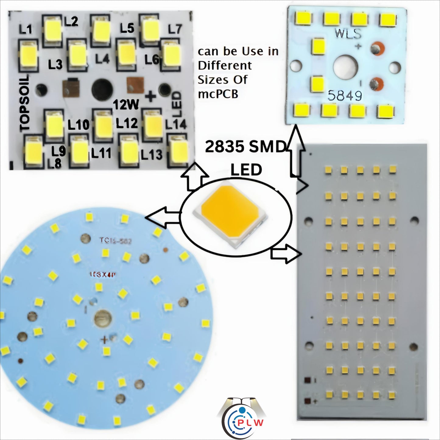 PLW 1 Watt 6 Volt ,(Color: WHITE) SMD LED 2835 { Qty-: 200 pcs} , Up to 140LM 150ma- 300mA,Super Bright 6500K , LED for Repair LED LED/LCD TV Backlight, Street Light, Flood Light, LED BULB (Pack of 200)