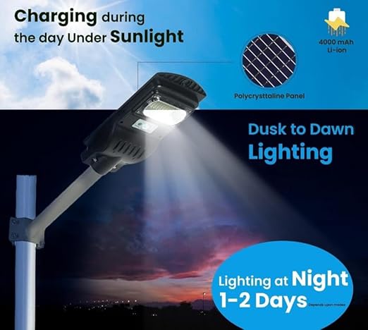 40 WATT SOLAR ALL IN ONE, SOLAR LED Street LIGHT-SINGLE WINDOW, With Remote, Waterproof Outdoor Rectangular, Outdoor Street Light for Play ground, Hospitals, Offices, Showrooms and Parking space- Pack of 1