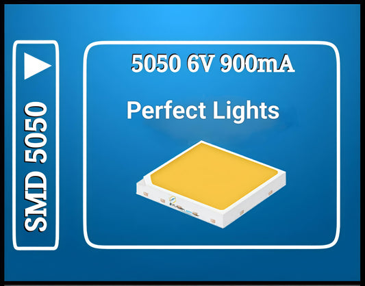 PLW's SMD LED 5050 {Qty-: 50 pcs} 5 Watt 6 Volt ,(Color: WHITE) Super Bright 6500K, 850- 900LM- 800-900mA, SMD LED Chip for Repair  Street Light, Flood Light and Highbay/UFO Lights (Pack of 50)