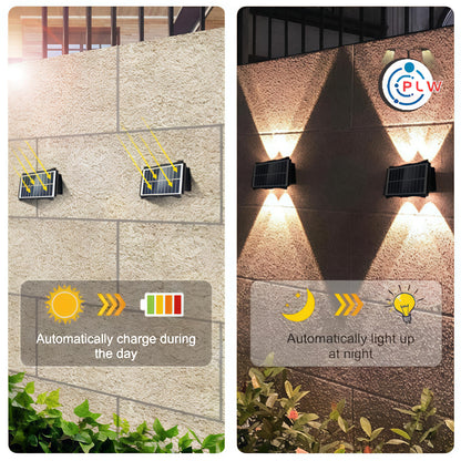 PLW (2pcs) SOLAR WALL LIGHT 2x2 LENS UP & DOWN – 4W (Color: Warm White) Automatic day- Night ON/Off Pack of 2