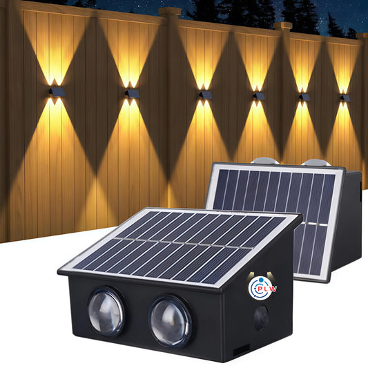 PLW (2pcs) SOLAR WALL LIGHT 2x2 LENS UP & DOWN – 4W (Color: Warm White) Automatic day- Night ON/Off Pack of 2