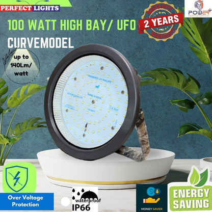 POWER+ 100Watt UFO HIGH BAY Light  Model Name:Curve ,14000lm  2Yrs Warranty-Pack of 1