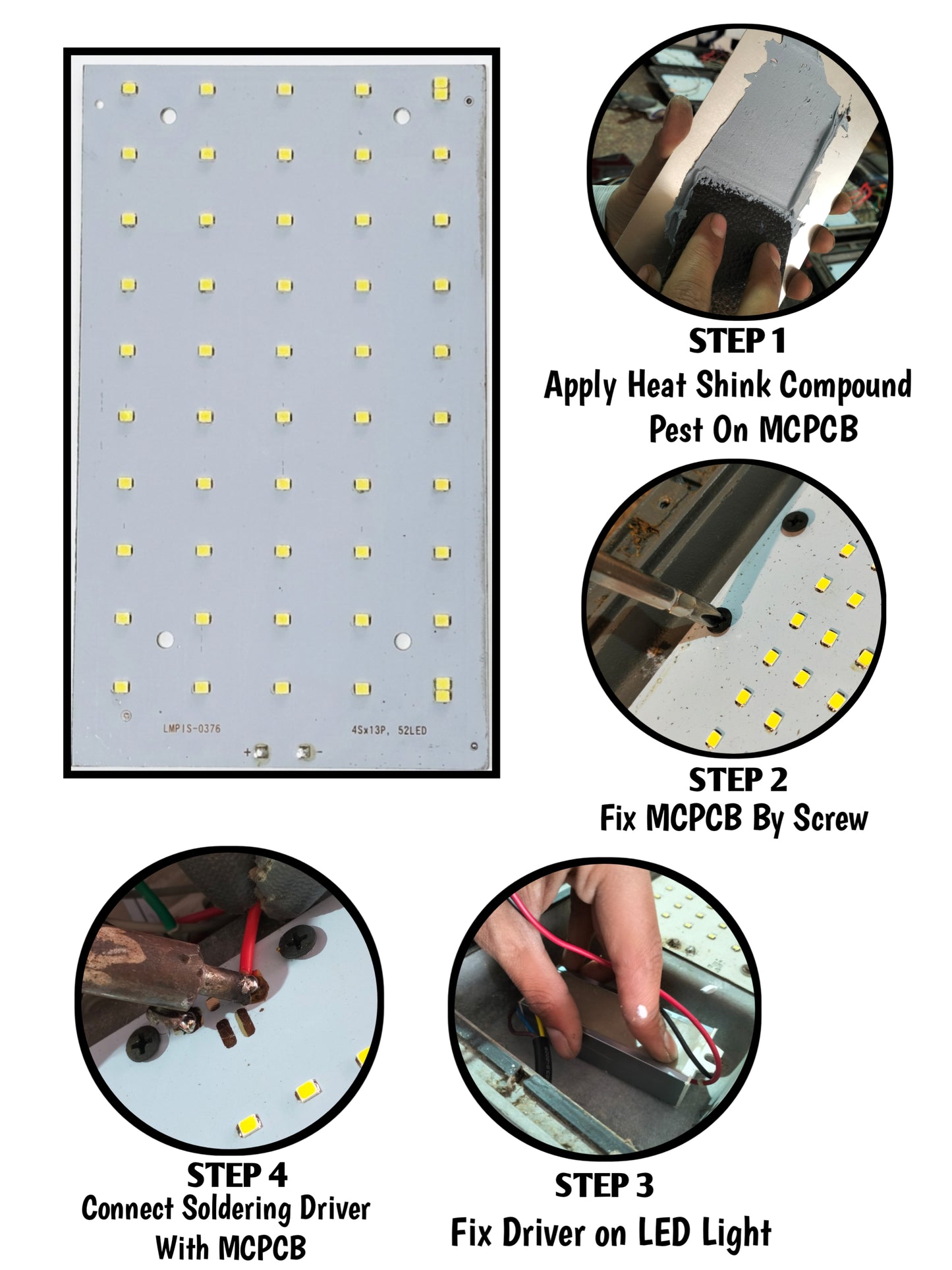 PLW 50W for Street Light  LED Combo set  – 1 nos MCPCB Board +1 nos  LED Driver + Free Heat Sink Paste | use For LED lights repair
