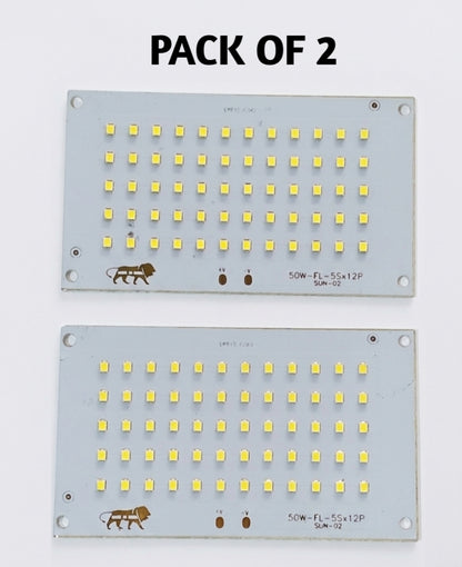 PLW 50 Watt LED MCPCB Board size 12x7 CM, LED color: WHITE (Pack of 2) for Flood Light Repair