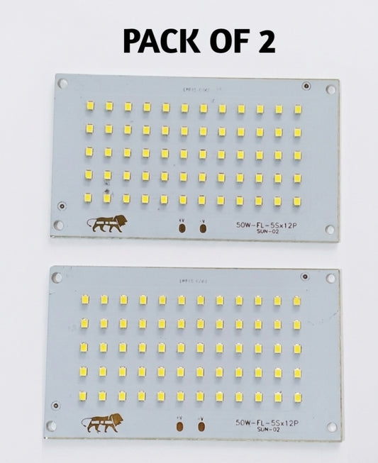PLW 50 Watt LED MCPCB Board size 12x7 CM, LED color: WHITE (Pack of 2) for Flood Light Repair