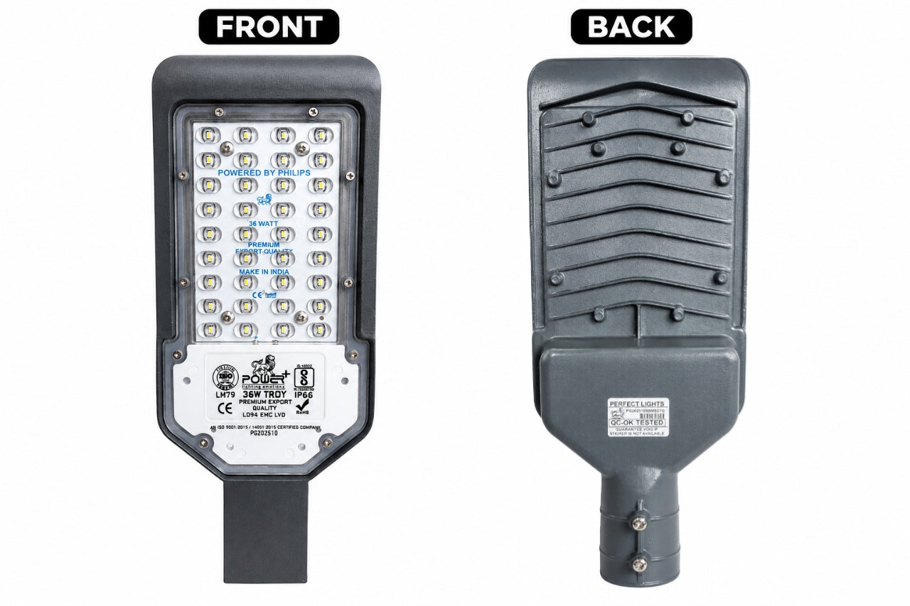 POWER Plus 36Watt LED Street Light LENS Model Waterproof ,Street Lights Outdoor, Street Lamp, LED Street Road Lights With 6kva Surge Protection - Color : Cool White,Pack-1 nos
