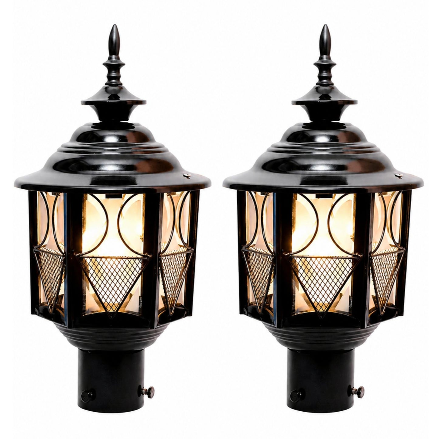 PLW Premium Outdoor Pillar Gate Lamp | Rust Resistant Metal Light Model Metro Medium | Bulb Extra Required (Not Included) | Pack of 2