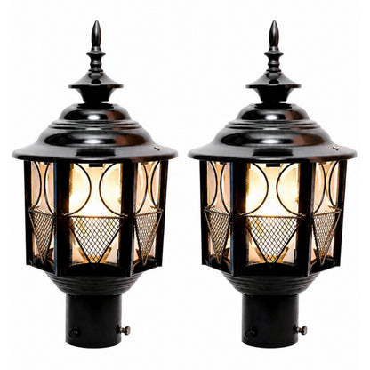 PLW Premium Outdoor Pillar Gate Lamp | Rust Resistant Metal Light Model Metro Medium | Bulb Extra Required (Not Included) | Pack of 2