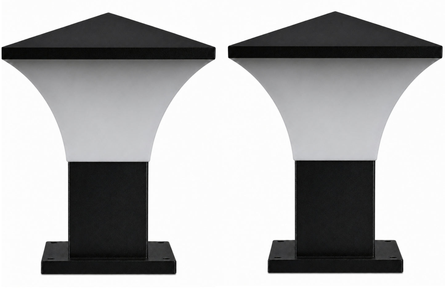 PLW Modern Outdoor Gate Pillar Light | IP65 Weather Resistant Garden Post Lamp model Fantom mini| Bulb Not Included | Pack of 2