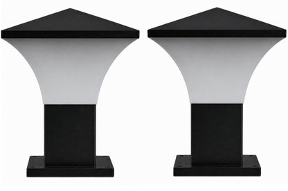 PLW Modern Outdoor Gate Pillar Light | IP65 Weather Resistant Garden Post Lamp model Fantom mini| Bulb Not Included | Pack of 2