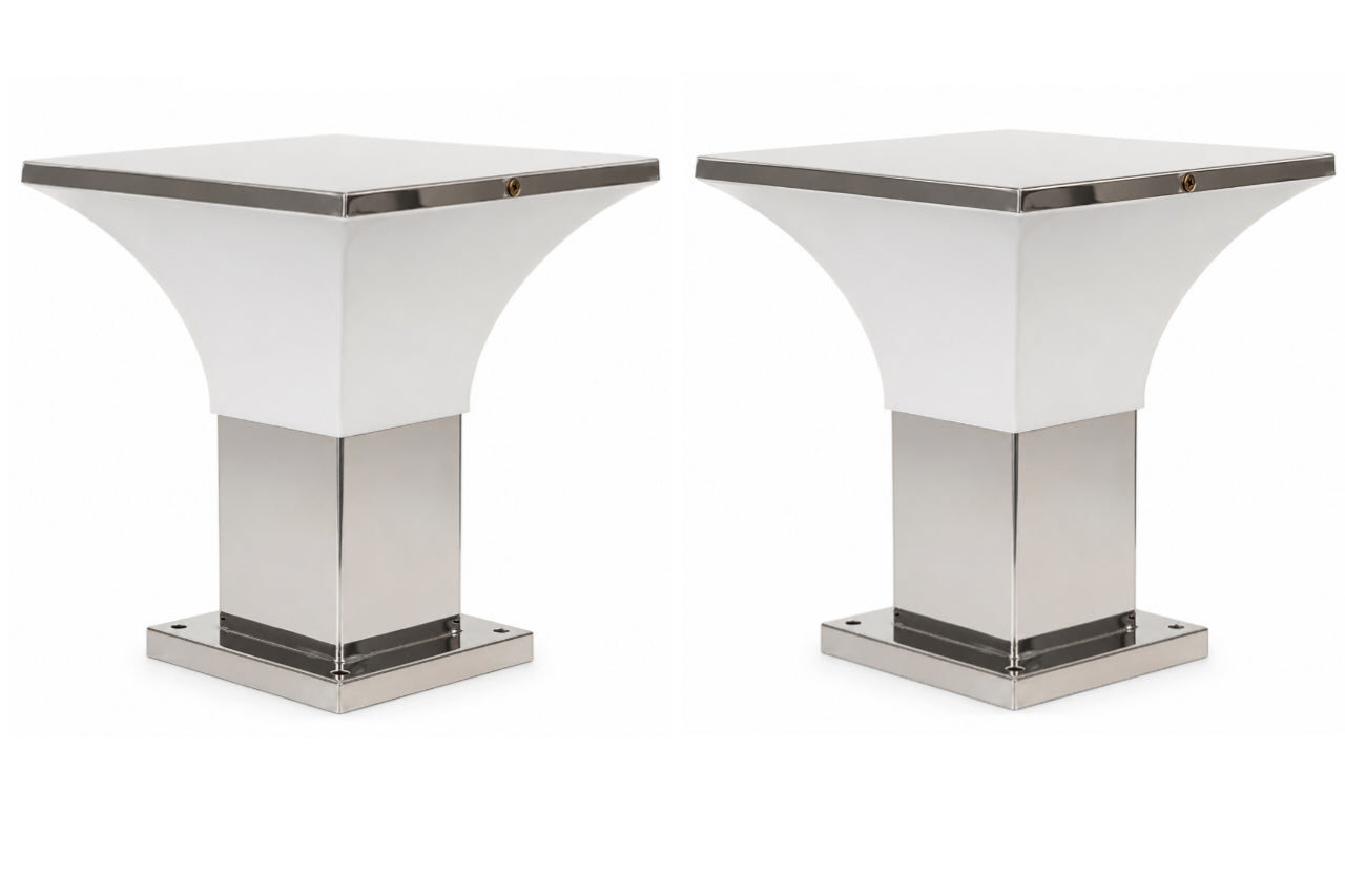 PLW Premium Stainless Steel (SS) Outdoor Gate Pillar Lamp (Pack of 2) | IP65 Weatherproof | E22 Bulb Holder | Bulb Not Included