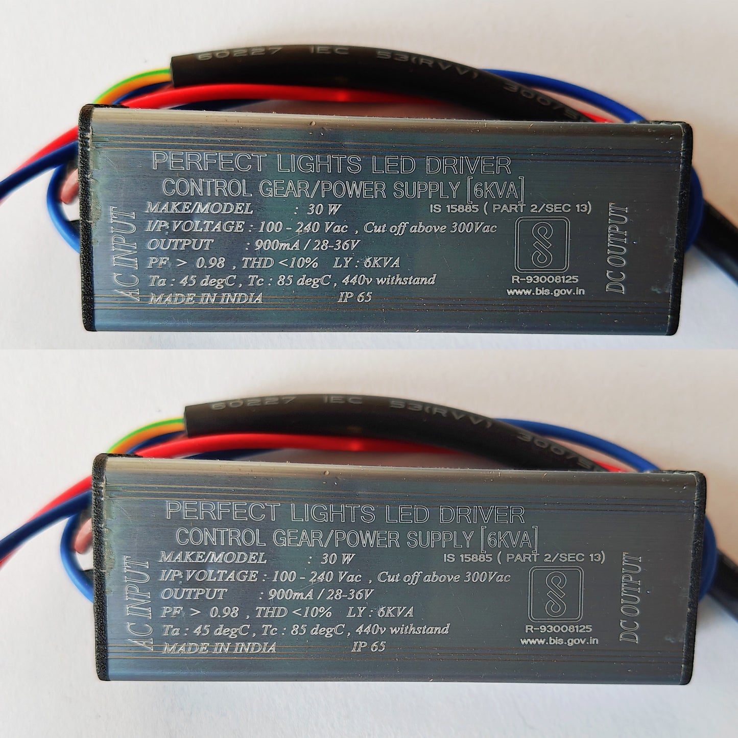 Perfect Light's ( Pack of 2) 30w 900mA,  LED Driver Power Supply , Output Voltage: DC24v- 36V,  IP65 for Street Light & Flood Light LED Driver with 6KVA surge protection