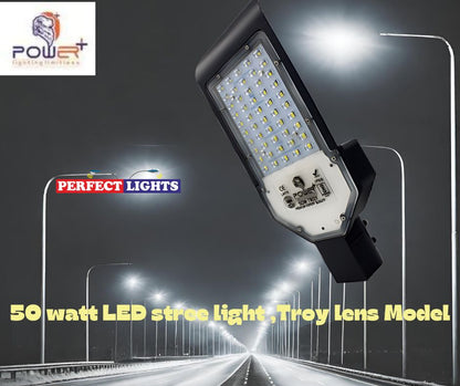 Power Plus's 50 Watt LED Street Light Lens Model Waterproof  Technology, Street Lights Outdoor, Street Lamp, LED Street Road Lights With 6kva Surge Protection - Color : Cool White,Pack-1pc
