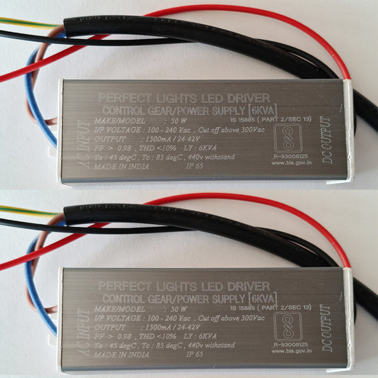 PerfectLight's {2 pieces} 50w 1500mA, LED Driver Power Supply AC to DC , waterproof LED Driver with 6KVA surge protection for Street Light & Flood Light -pack of 2