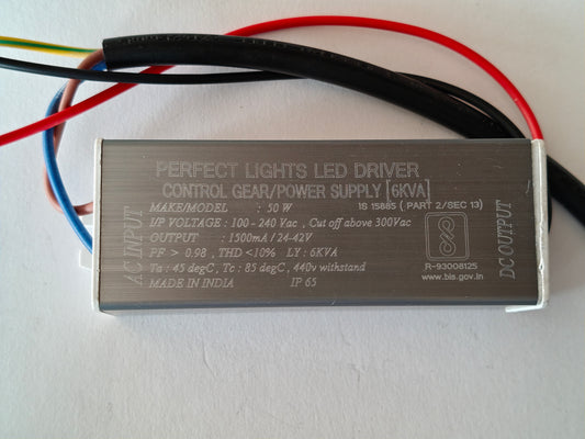 Perfect Lights 50w 1500mA, LED Driver Power Supply IP65 for Street Light & Flood Light , LED Driver with 6KVA surge protection- pack of 1.