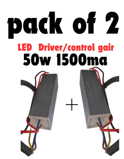 PLW's {2 pieces} 50w 1500mA, Output DC28v- 35v LED Driver Power Supply AC to DC , waterproof LED Driver with 6KVA surge protection for Street Light & Flood Light -pack of 2