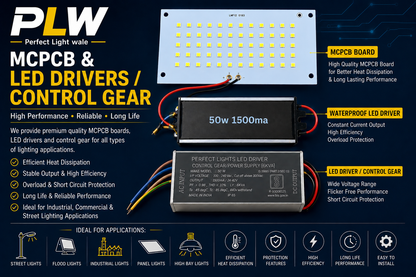 PLW 50W for Street Light  LED Combo set  – 1 nos MCPCB Board +1 nos  LED Driver + Free Heat Sink Paste | use For LED lights repair