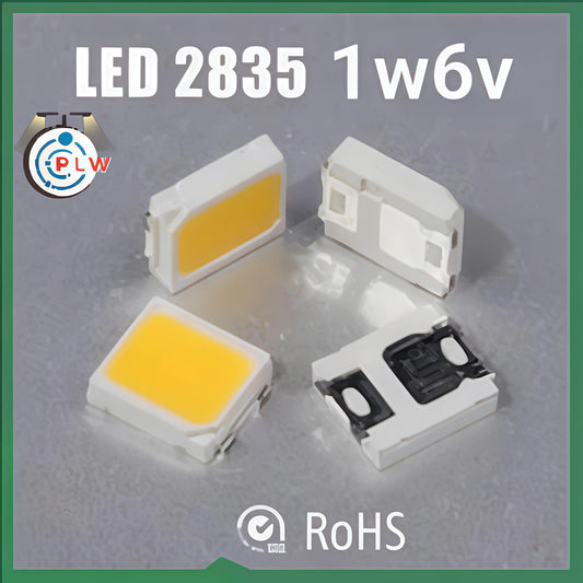 PLW  1 Watt 6 Volt ,(Color: WHITE) SMD LED 2835 { Qty-: 200 pcs} , Up to 140LM 150ma- 300mA,Super Bright 6500K , LED for Repair LED LED/LCD TV Backlight, Street Light, Flood Light, LED BULB (Pack of 200)