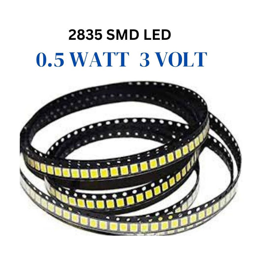 Perfect Light's  {1000 pcs (Cool White)} SMD LED 2835, 0.5 Watt 3 Volt up to 70LM 150mA, 1/2W 3v High Brightnes 6500K , for Repair LED Batten, LED/LCD TV Backlight, Street Light, Flood Light, LED Bulb (Pack of 1000)