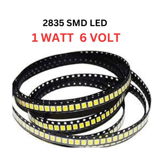 SMD LED 2835 { Qty-: 200 pcs} 1 Watt 6 Volt ,(Cool White) \ Up to 140LM 300mA,Super Bright 6500K , LED for Repair LED LED/LCD TV Backlight, Street Light, Flood Light, LED BULB (Pack of 200)
