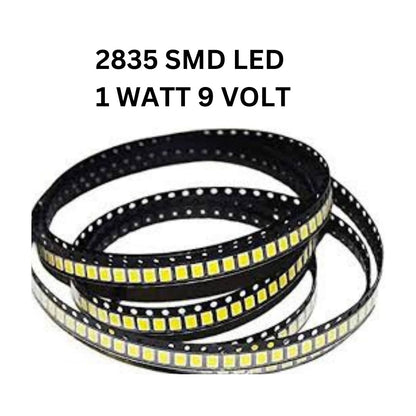 PLW {1000pcs} SMD LED 2835 ,1 Watt 9Volt ,(Cool White) \ Up to 140LM/watt, 150mA, High Intensity Super Bright 6500K 2835 1w 9v SMD LED Chip for Repair LED Batten, LED/LCD TV Backlight, Street Light, Flood Light (Pack of 1000)