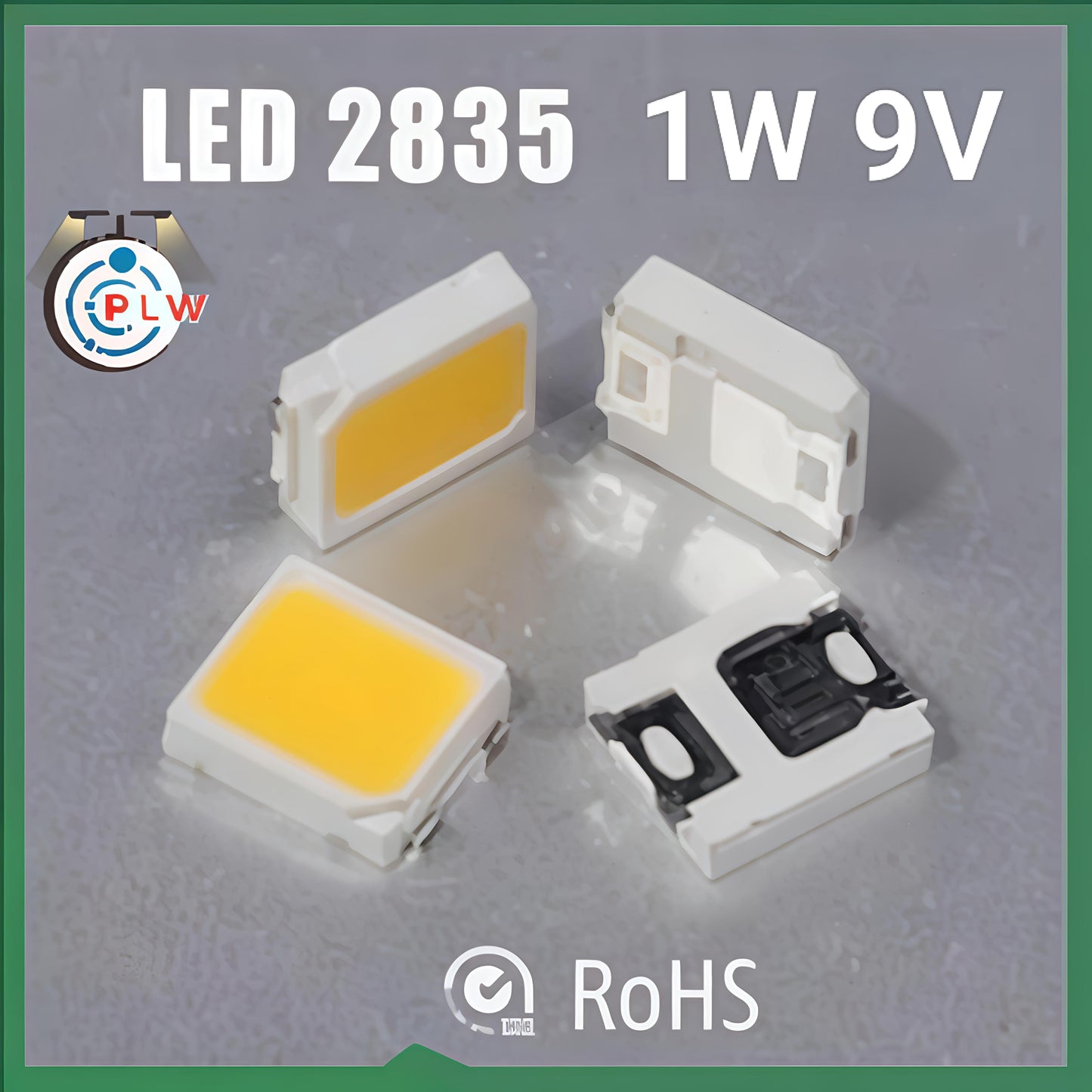 PLW's SMD LED 2835 ,1 Watt 9Volt , Qty-: 200 (Cool White) \ Up to 140LM/watt, 150mA, High Intensity Super Bright 6500K 2835 1w 9v SMD LED Chip for Repair LED Batten, LED/LCD TV Backlight, Street Light, Flood Light (Pack of 200)