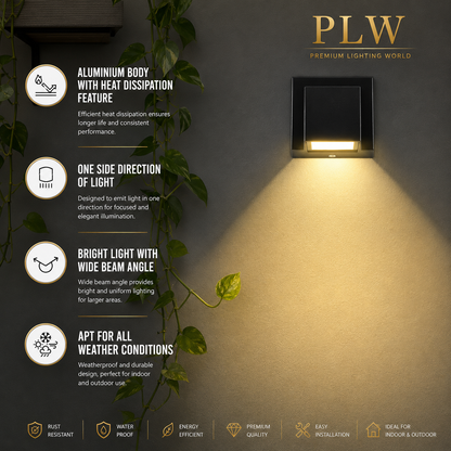 PLW 1 Way K 3W LED Wall Light | 6W IP66 Waterproof Outdoor Wall Lamp | Warm White | Premium Aluminium Body | 1 Year Warranty- 1 pcs