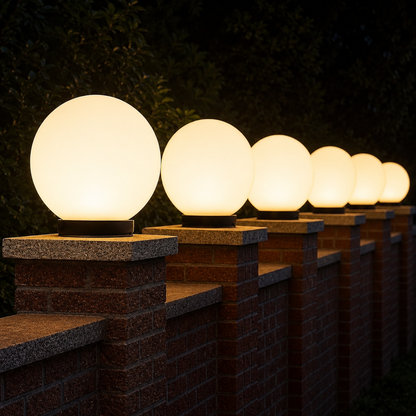 PLW Premium Outdoor Globe Pillar Light Round | Modern Garden Gate Lamp circle safe | Bulb Extra Required | Pack of 2