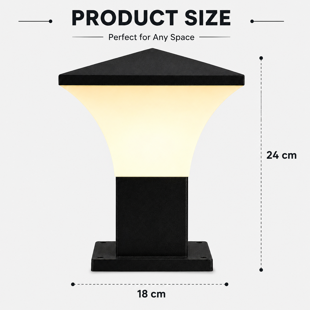 PLW Modern Outdoor Gate Pillar Light | IP65 Weather Resistant Garden Post Lamp model Fantom mini| Bulb Not Included | Pack of 2