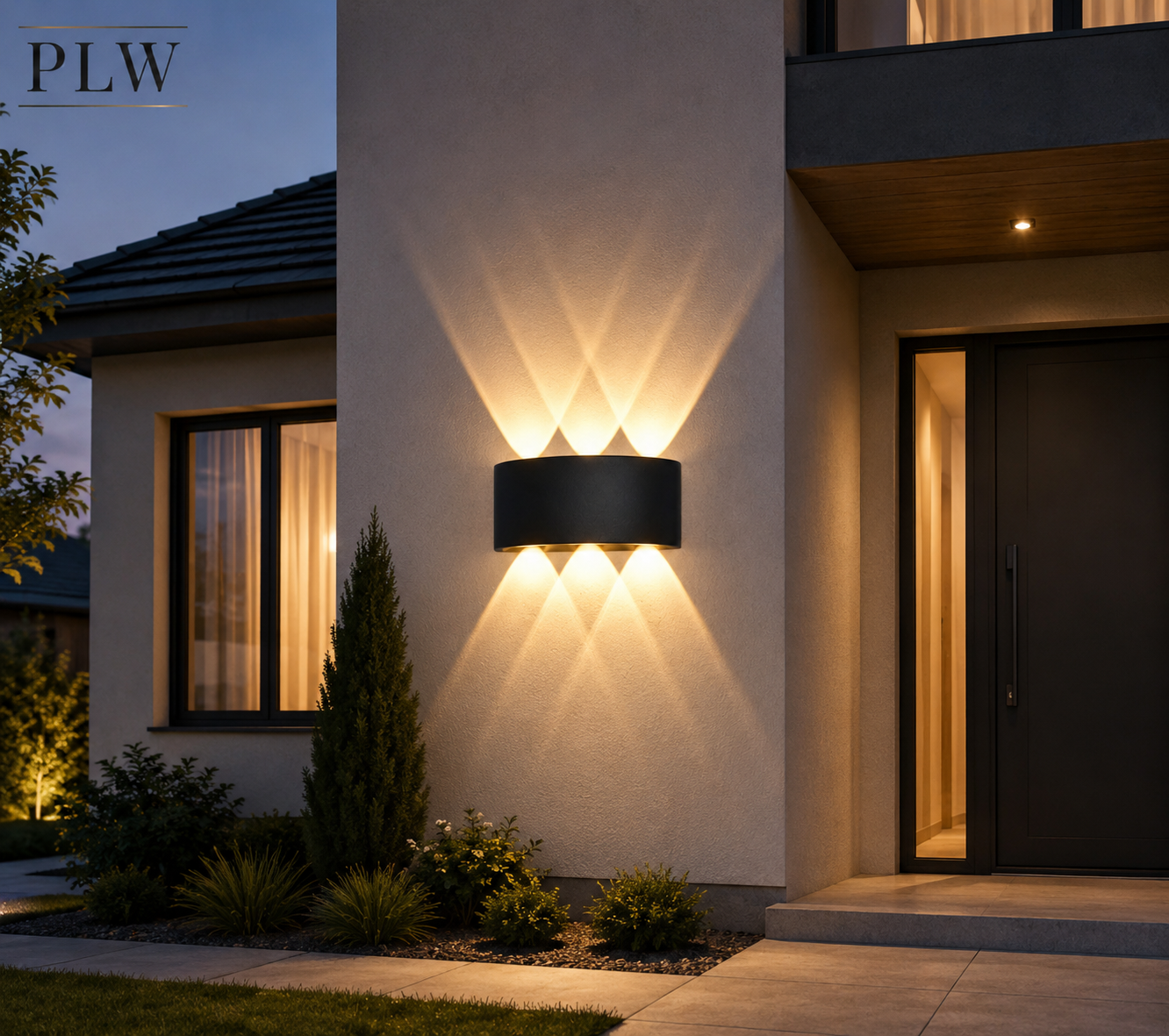 PLW 6 Way LED UP Down Wall Light | 6W IP66 Waterproof Up Down Outdoor Decorative Wall Lamp | Warm White | 1 Year Warranty | Black Finish