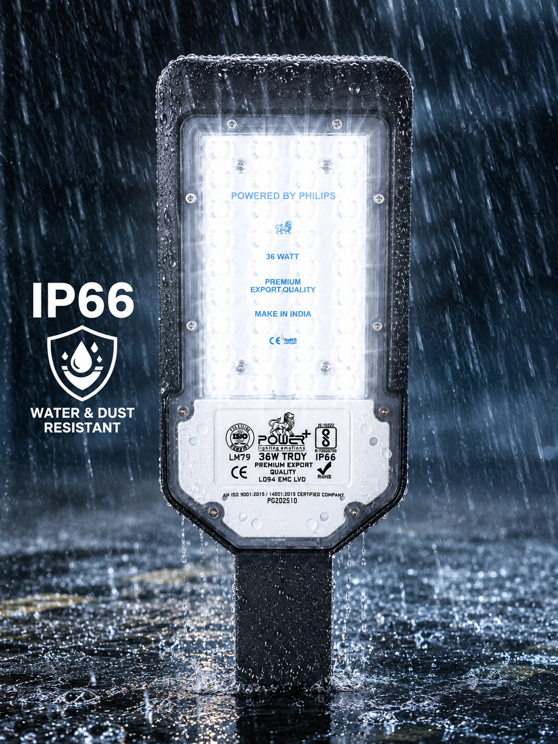 POWER Plus 36Watt LED Street Light LENS Model Waterproof ,Street Lights Outdoor, Street Lamp, LED Street Road Lights With 6kva Surge Protection - Color : Cool White,Pack-1 nos