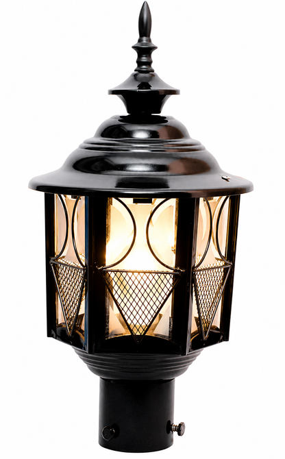 PLW Premium Outdoor Pillar Gate Lamp | Rust Resistant Metal Light Model Metro Medium | Bulb Extra Required (Not Included) | Pack of 2