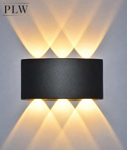 PLW 6 Way LED UP Down Wall Light | 6W IP66 Waterproof Up Down Outdoor Decorative Wall Lamp | Warm White | 1 Year Warranty | Black Finish