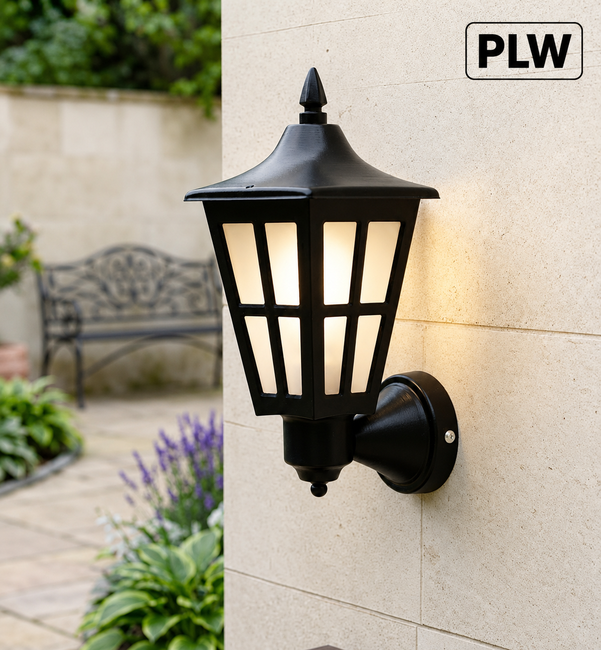 PLW Premium Outdoor Wall Lantern Light | IP65 Waterproof Wall Mounted Hanging light Gate, Garden & Porch Lamp | E22 Base | Bulb Extra Required (Not Included in this pack) | Pack of 2 | Black