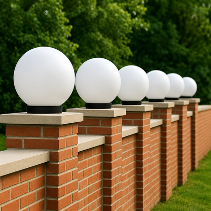 PLW Premium Outdoor Globe Pillar Light Round | Modern Garden Gate Lamp circle safe | Bulb Extra Required | Pack of 2