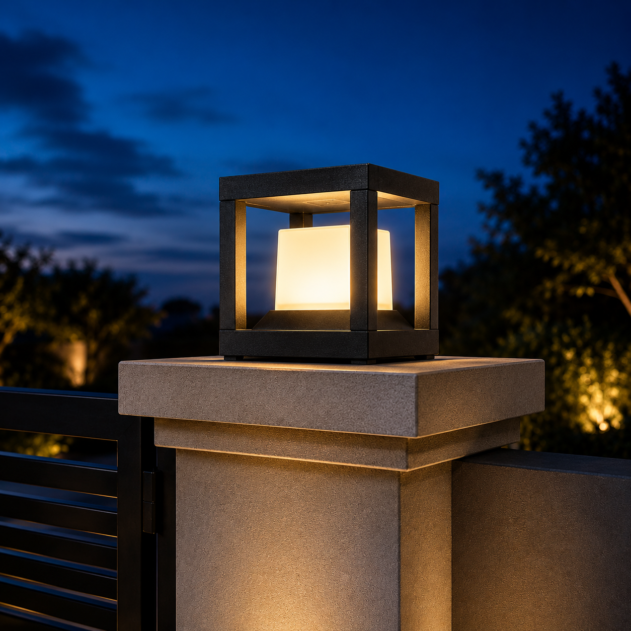 PLW  LED Outdoor LED Gate Pillar Light  | Modern Waterproof Garden Lamp | Warm White Decorative Boundary Wall & Entrance Lighting LED Color Warm White(4k) Model Tomaz cube sm -(Pack of 2)