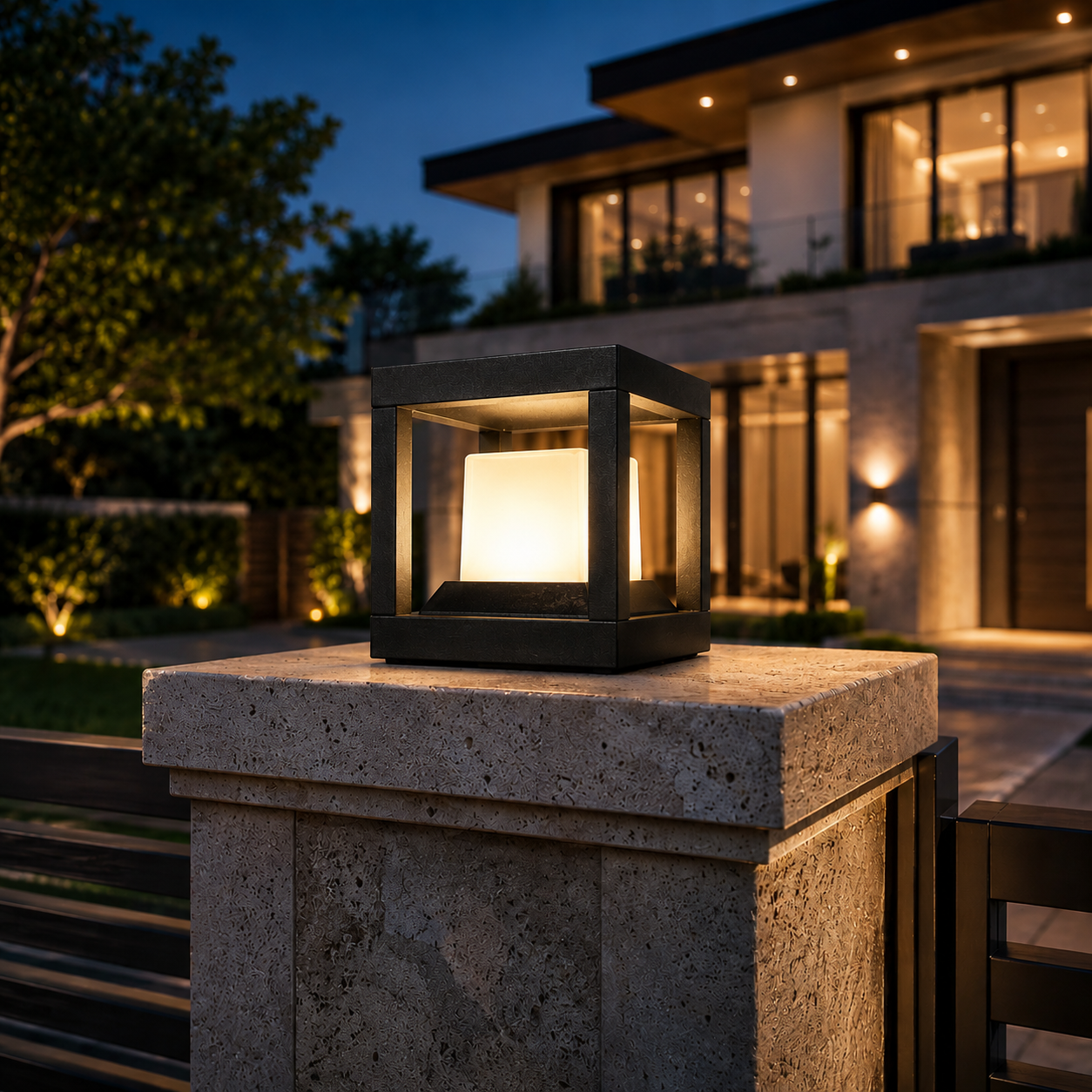 PLW  LED Outdoor LED Gate Pillar Light  | Modern Waterproof Garden Lamp | Warm White Decorative Boundary Wall & Entrance Lighting LED Color Warm White(4k) Model Tomaz cube sm -(Pack of 2)