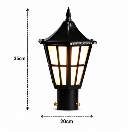 PLW Outdoor Gate Pillar Light | Decorative Black Metal Lantern for Garden, Model: Herricane Sm, Villa & Boundary Wall | Bulb Extra Required (Not Included) | Pack of 2