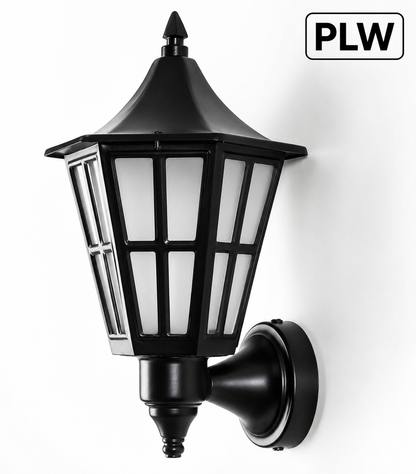 PLW Premium Outdoor Wall Lantern Light | IP65 Waterproof Wall Mounted Hanging light Gate, Garden & Porch Lamp | E22 Base | Bulb Extra Required (Not Included in this pack) | Pack of 2 | Black