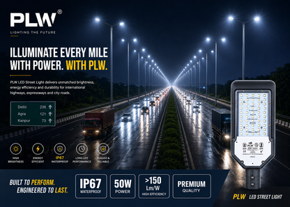 Power Plus's 50 Watt LED Street Light Lens Model Waterproof  Technology, Street Lights Outdoor, Street Lamp, LED Street Road Lights With 6kva Surge Protection - Color : Cool White,Pack-1pc
