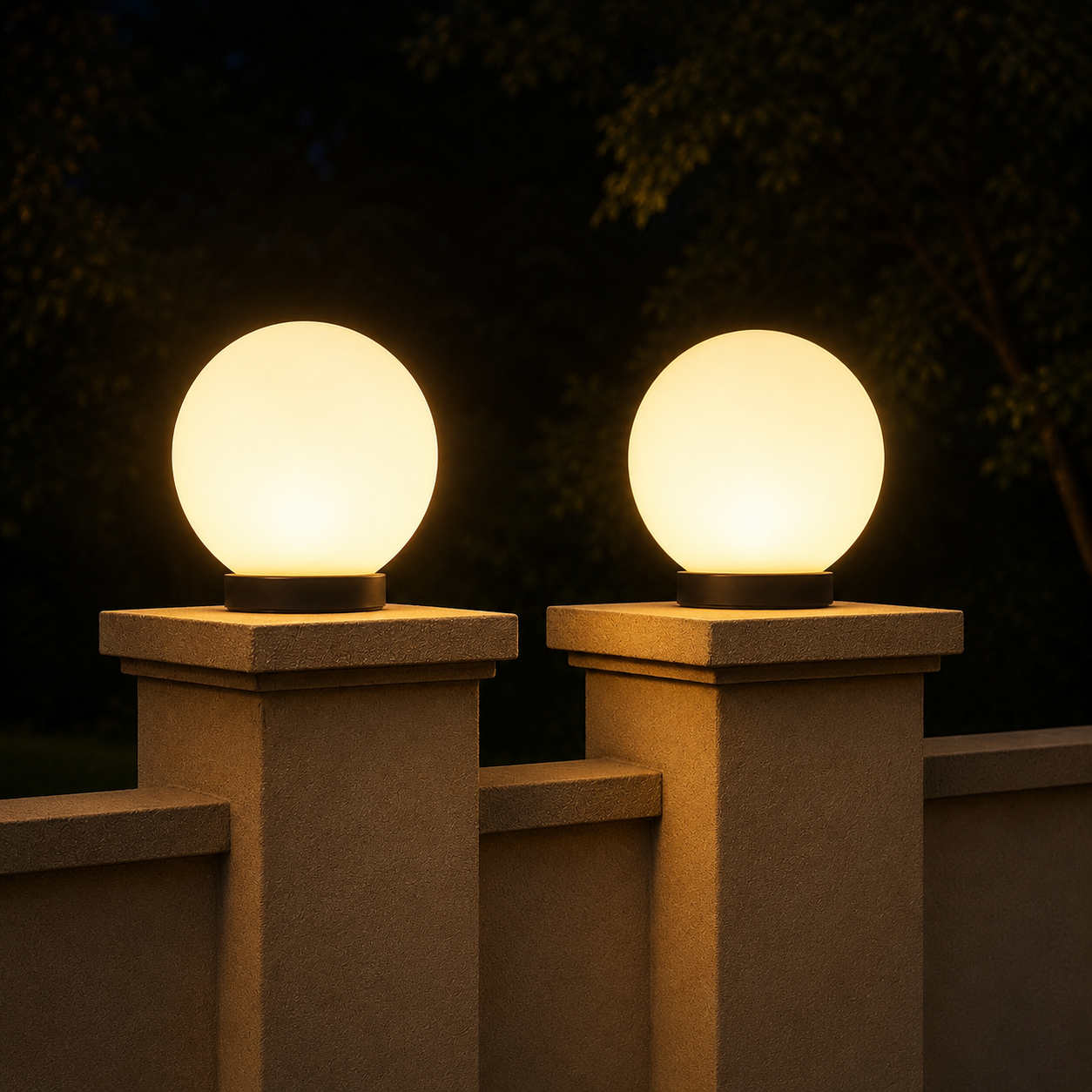 PLW Premium Outdoor Globe Pillar Light Round | Modern Garden Gate Lamp circle safe | Bulb Extra Required | Pack of 2