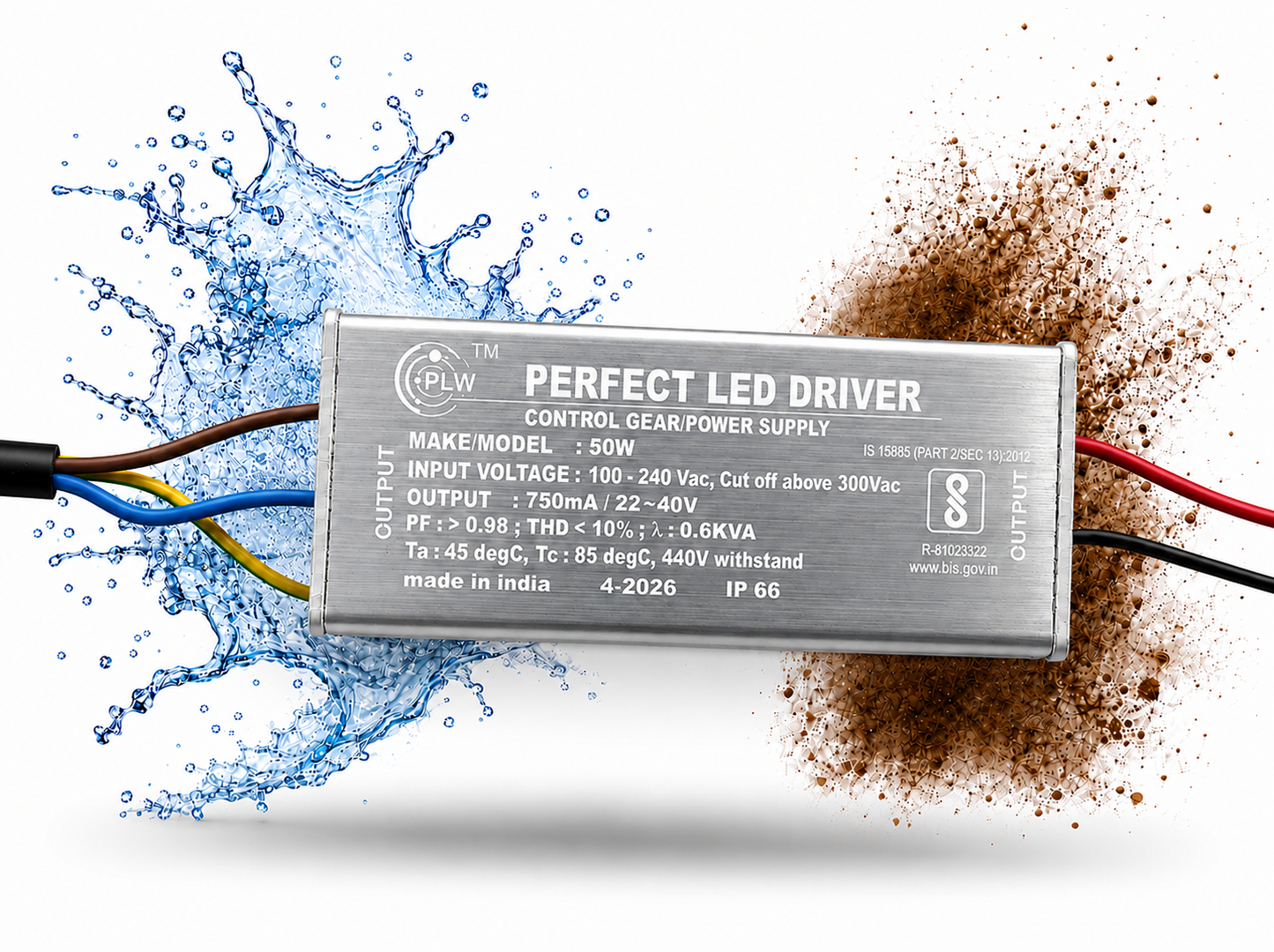 Perfect Lights 50w 750mA LED Driver Power Supply IP65 for Street Light & Flood Light LED Driver with 6KVA surge protection - pack of 10