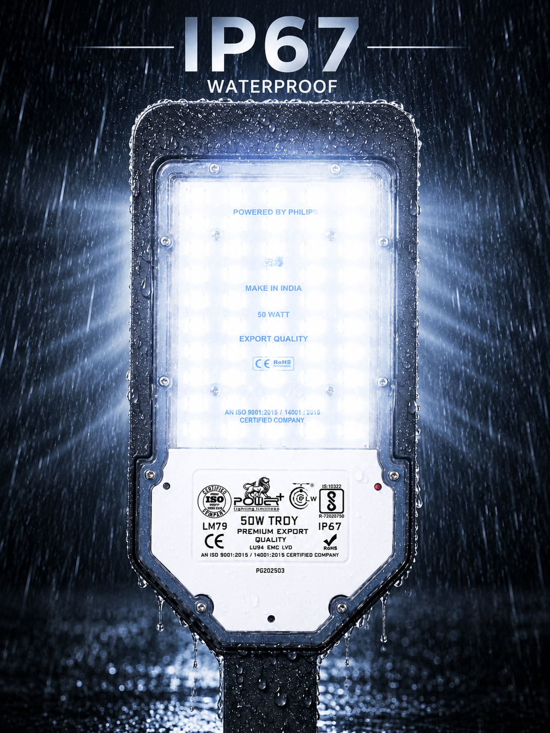 Power Plus's 50 Watt LED Street Light Lens Model Waterproof  Technology, Street Lights Outdoor, Street Lamp, LED Street Road Lights With 6kva Surge Protection - Color : Cool White,Pack-1pc