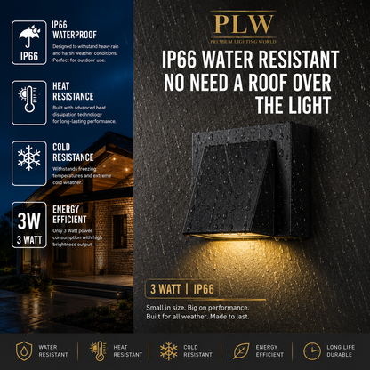 PLW 1 Way K 3W LED Wall Light | 6W IP66 Waterproof Outdoor Wall Lamp | Warm White | Premium Aluminium Body | 1 Year Warranty- 1 pcs