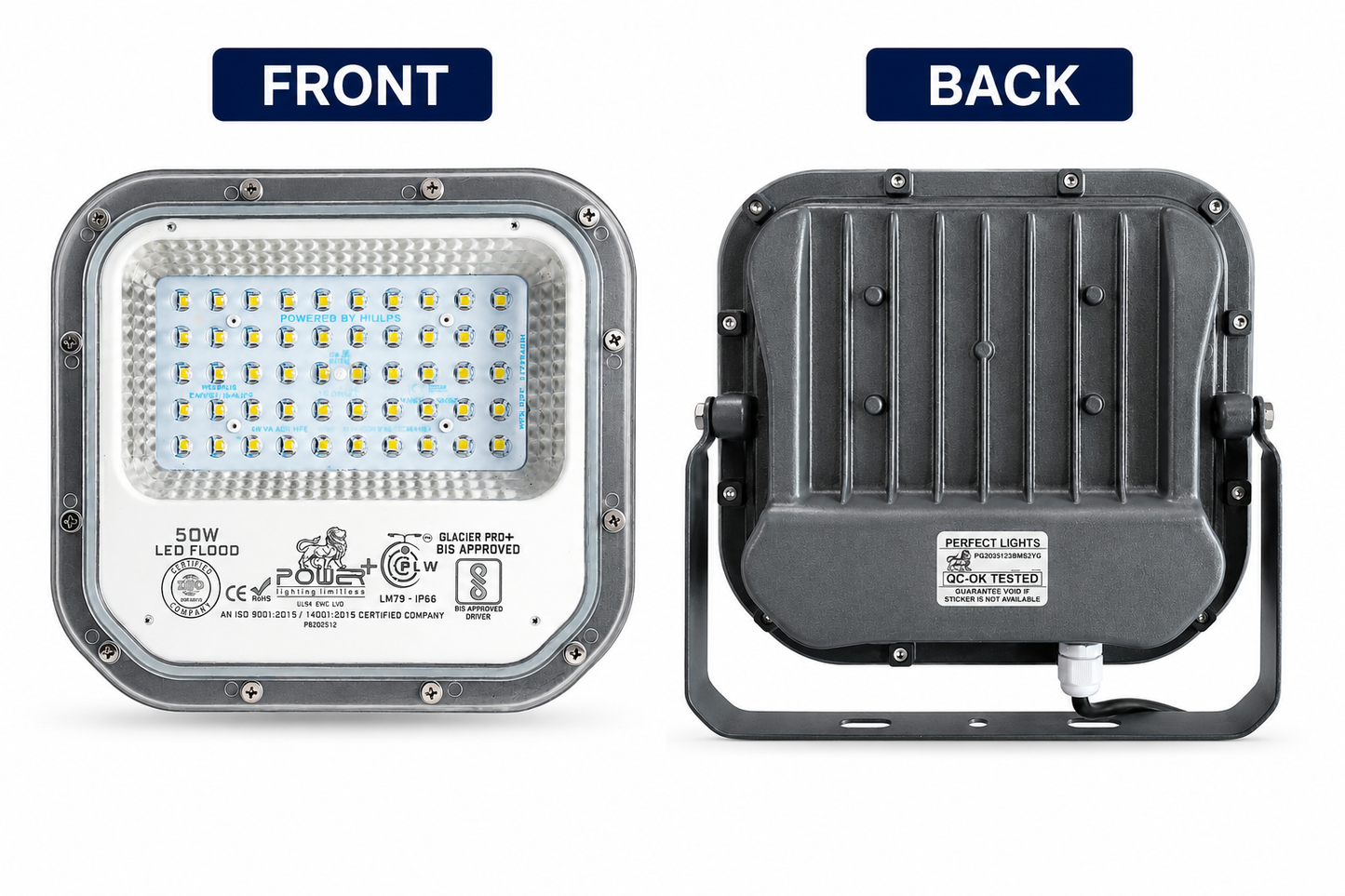 Power Plus's 50W LED Flood Light Lens Model : Glacier Pro, IP65 Rated waterproof technology Outdoor Light- Pack of 1 (coolWhite,)