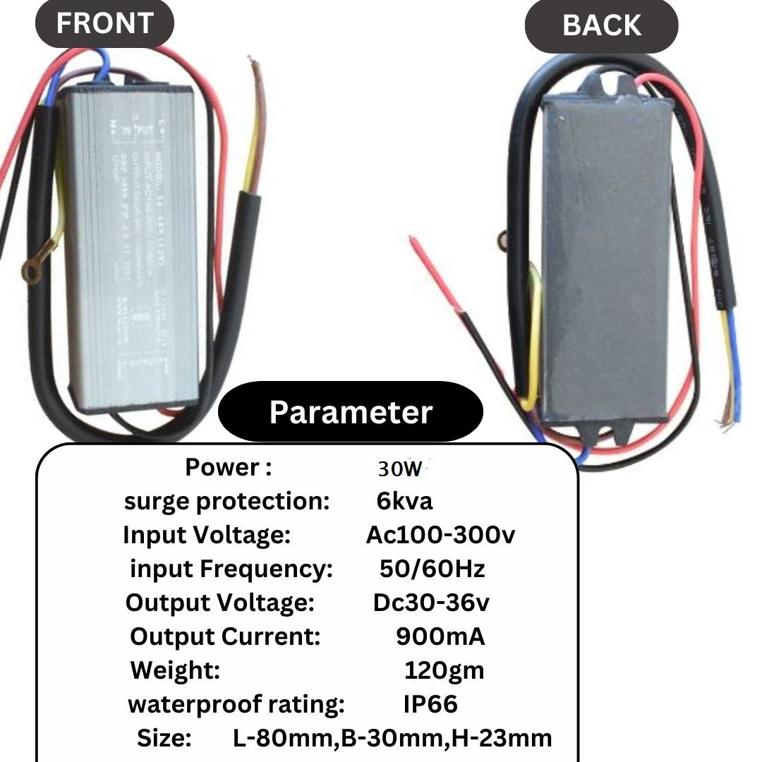 Perfect Light's ( Pack of 2) 30w 900mA,  LED Driver Power Supply , Output Voltage: DC24v- 36V,  IP65 for Street Light & Flood Light LED Driver with 6KVA surge protection