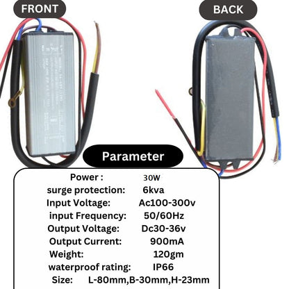 Perfect Light's 30w 900mA,  LED Driver Power Supply , Output Voltage: DC24v- 36V,  IP65 for Street Light & Flood Light LED Driver with 6KVA surge protection