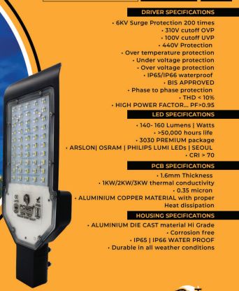 POWER Plus 36Watt LED Street Light LENS Model Waterproof ,Street Lights Outdoor, Street Lamp, LED Street Road Lights With 6kva Surge Protection - Color : Cool White,Pack-1 nos